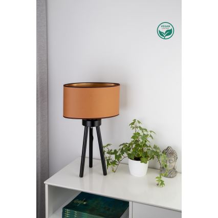 Duolla - Lámpara de mesa OVAL VEGAN 1xE27/15W/230V diá. 30 cm marrón