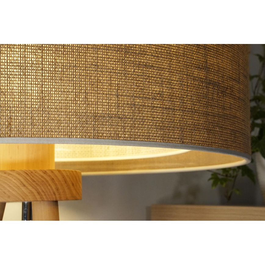 Duolla - Lámpara de mesa YUTE BOHO 1xE27/15W/230V diá. 25 cm marrón/color crema