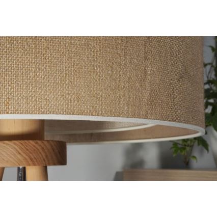 Duolla - Lámpara de mesa YUTE BOHO 1xE27/15W/230V diá. 25 cm marrón/color crema