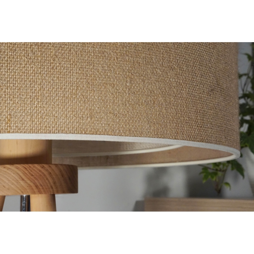 Duolla - Lámpara de mesa YUTE BOHO 1xE27/15W/230V diá. 25 cm marrón/color crema
