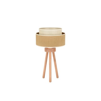 Duolla - Lámpara de mesa YUTE BOHO 1xE27/15W/230V diá. 25 cm marrón/color crema