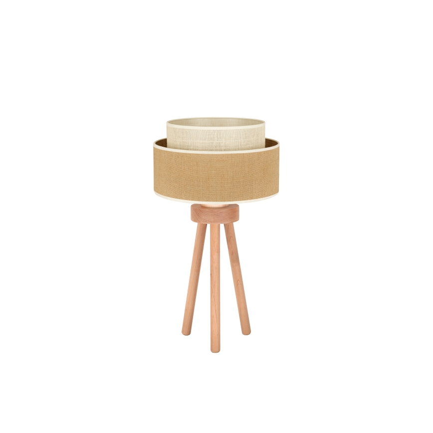 Duolla - Lámpara de mesa YUTE BOHO 1xE27/15W/230V diá. 25 cm marrón/color crema
