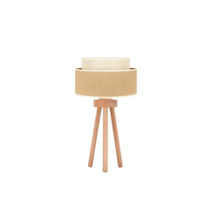 Duolla - Lámpara de mesa YUTE BOHO 1xE27/15W/230V diá. 25 cm marrón/color crema