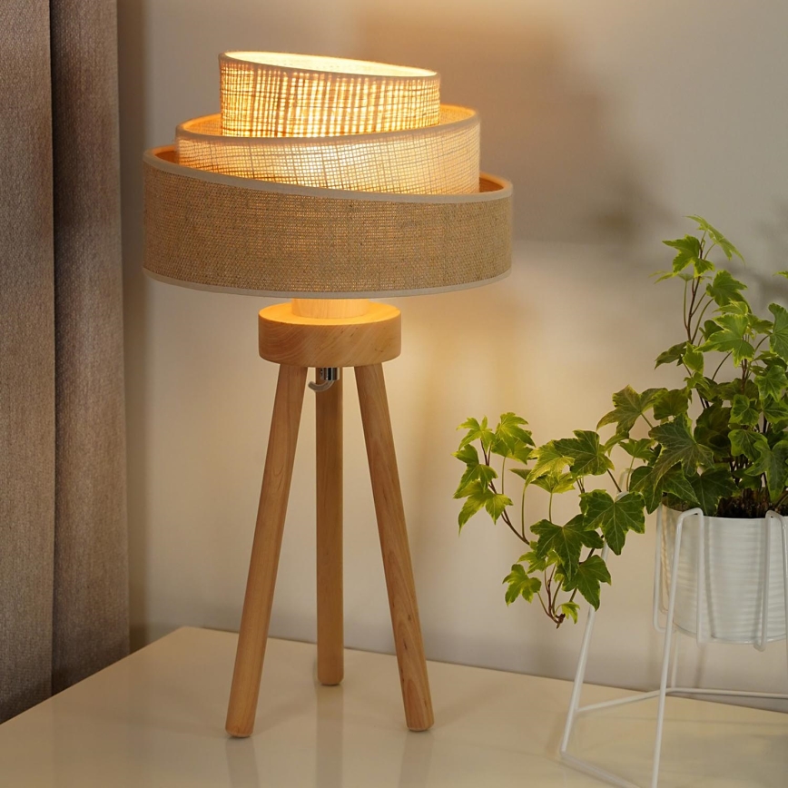 Duolla - Lámpara de mesa YUTE TRIO 1xE27/15W/230V diá. 25 cm marrón/gris/beige