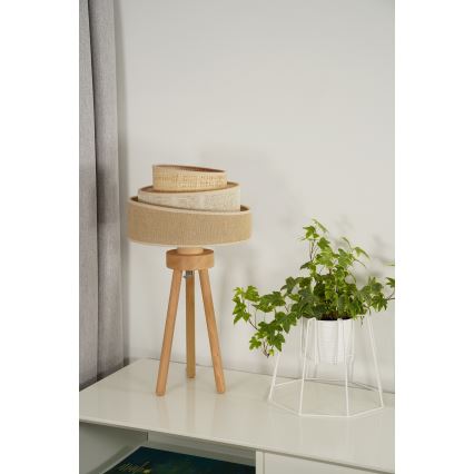Duolla - Lámpara de mesa YUTE TRIO 1xE27/15W/230V diá. 25 cm marrón/gris/beige