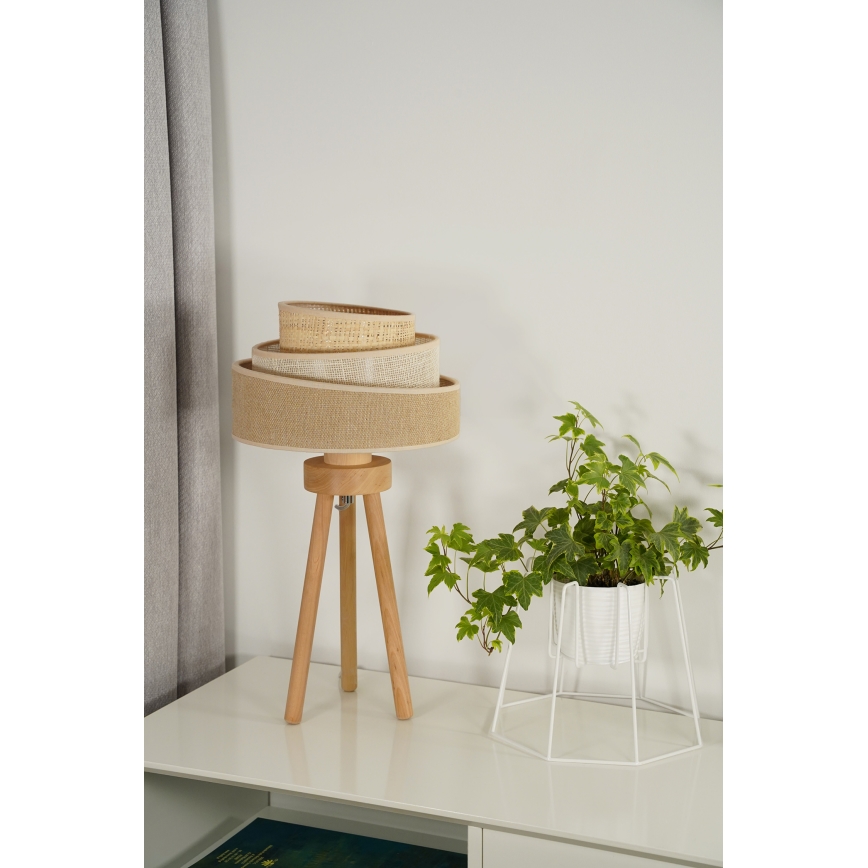 Duolla - Lámpara de mesa YUTE TRIO 1xE27/15W/230V diá. 25 cm marrón/gris/beige
