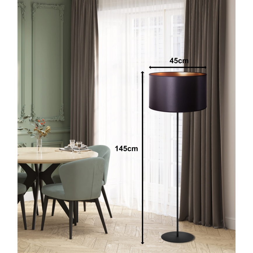 Duolla - Lámpara de pie CANNES 1xE27/15W/230V diá. 45 cm negro/cobre