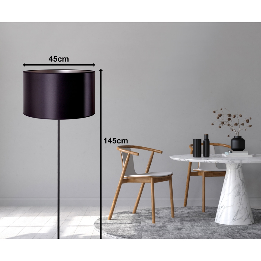 Duolla - Lámpara de pie CANNES 1xE27/15W/230V diá. 45 cm negro/plata