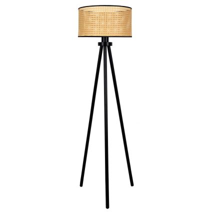 Duolla - Lámpara de pie ROLLER 1xE27/15W/230V diá. 45 cm ratán/negro