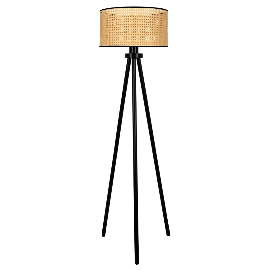 Duolla - Lámpara de pie ROLLER 1xE27/15W/230V diá. 45 cm ratán/negro