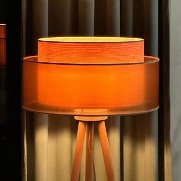 Duolla - Lámpara de pie WOOD BOHO 1xE27/15W/230V diá. 45 cm cobre/marrón/beige