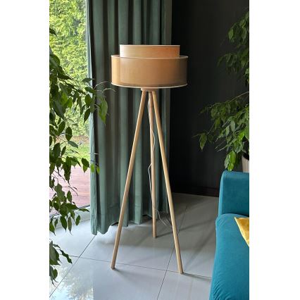 Duolla - Lámpara de pie WOOD BOHO 1xE27/15W/230V diá. 45 cm cobre/marrón/beige