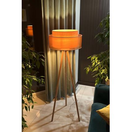 Duolla - Lámpara de pie WOOD BOHO 1xE27/15W/230V diá. 45 cm cobre/marrón/beige