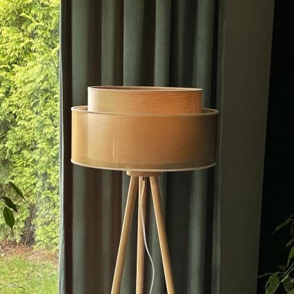 Duolla - Lámpara de pie WOOD BOHO 1xE27/15W/230V diá. 45 cm cobre/marrón/beige