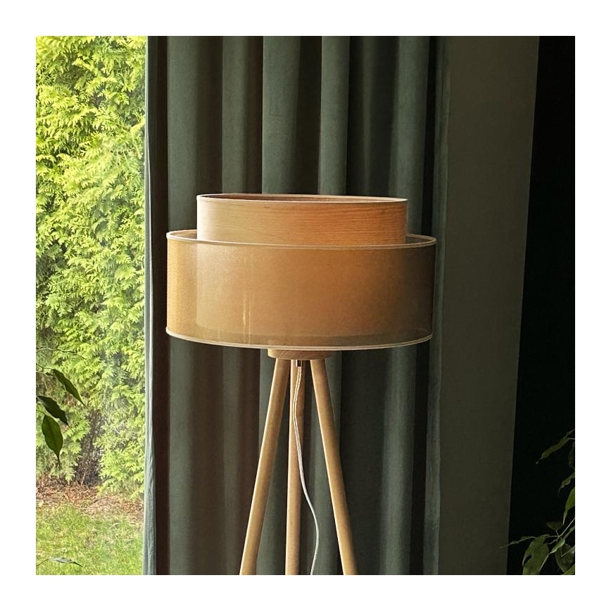Duolla - Lámpara de pie WOOD BOHO 1xE27/15W/230V diá. 45 cm cobre/marrón/beige