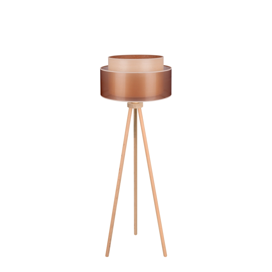 Duolla - Lámpara de pie WOOD BOHO 1xE27/15W/230V diá. 45 cm cobre/marrón/beige