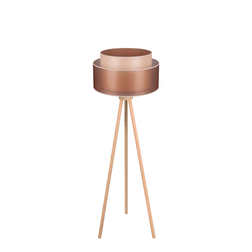 Duolla - Lámpara de pie WOOD BOHO 1xE27/15W/230V diá. 45 cm cobre/marrón/beige