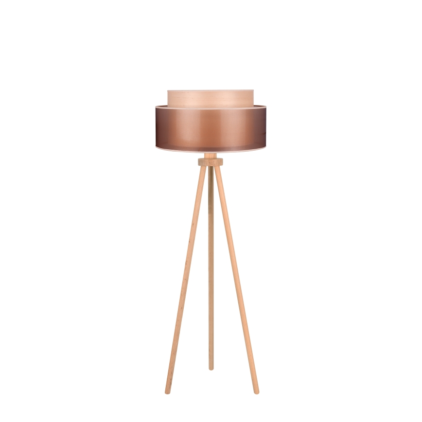Duolla - Lámpara de pie WOOD BOHO 1xE27/15W/230V diá. 45 cm cobre/marrón/beige