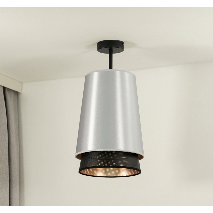 Duolla - Lámpara de techo BELL SHINY 1xE27/15W/230V diá. 25 cm plata/negro