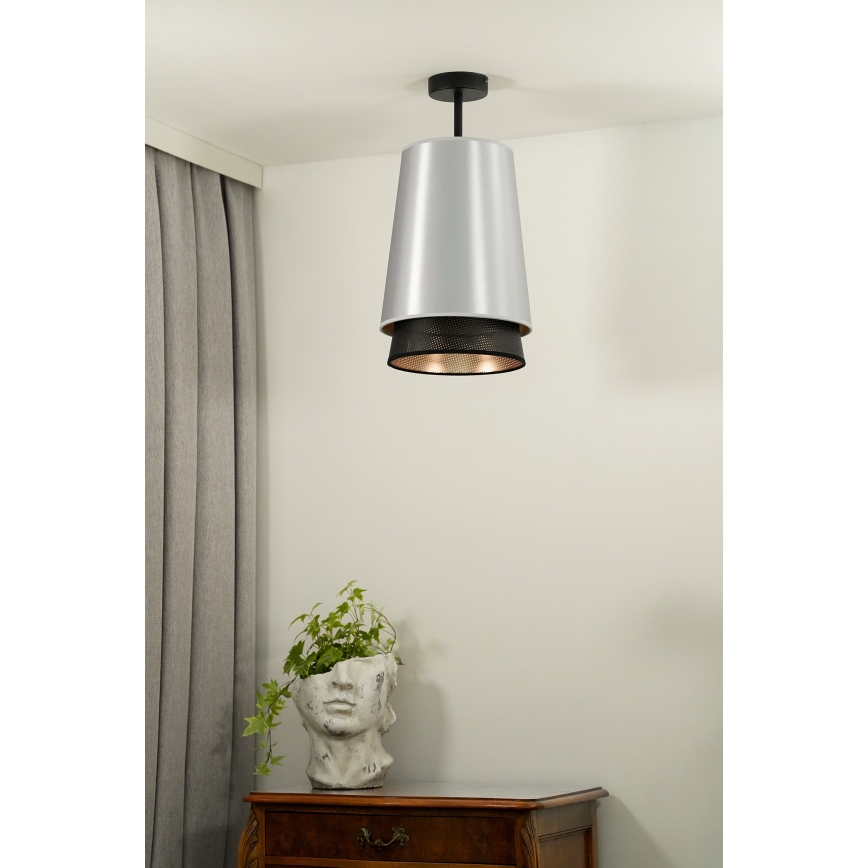 Duolla - Lámpara de techo BELL SHINY 1xE27/15W/230V diá. 25 cm plata/negro
