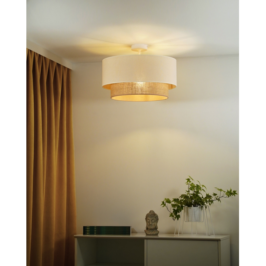 Duolla - Lámpara de techo BOHO 1xE27/15W/230V diá. 45 cm color crema/marrón