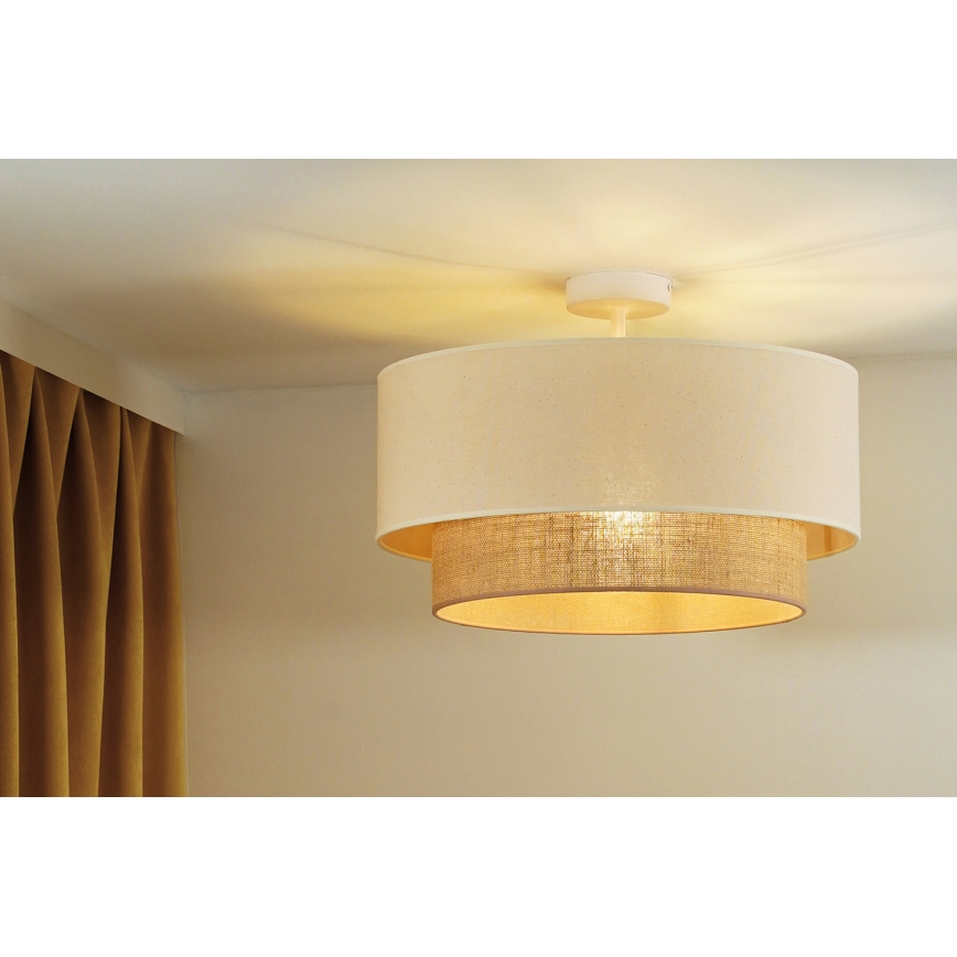 Duolla - Lámpara de techo BOHO 1xE27/15W/230V diá. 45 cm color crema/marrón