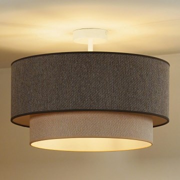 Duolla - Lámpara de techo BOHO ECO RECYCLING 1xE27/15W/230V diá. 45 cm marrón/color crema