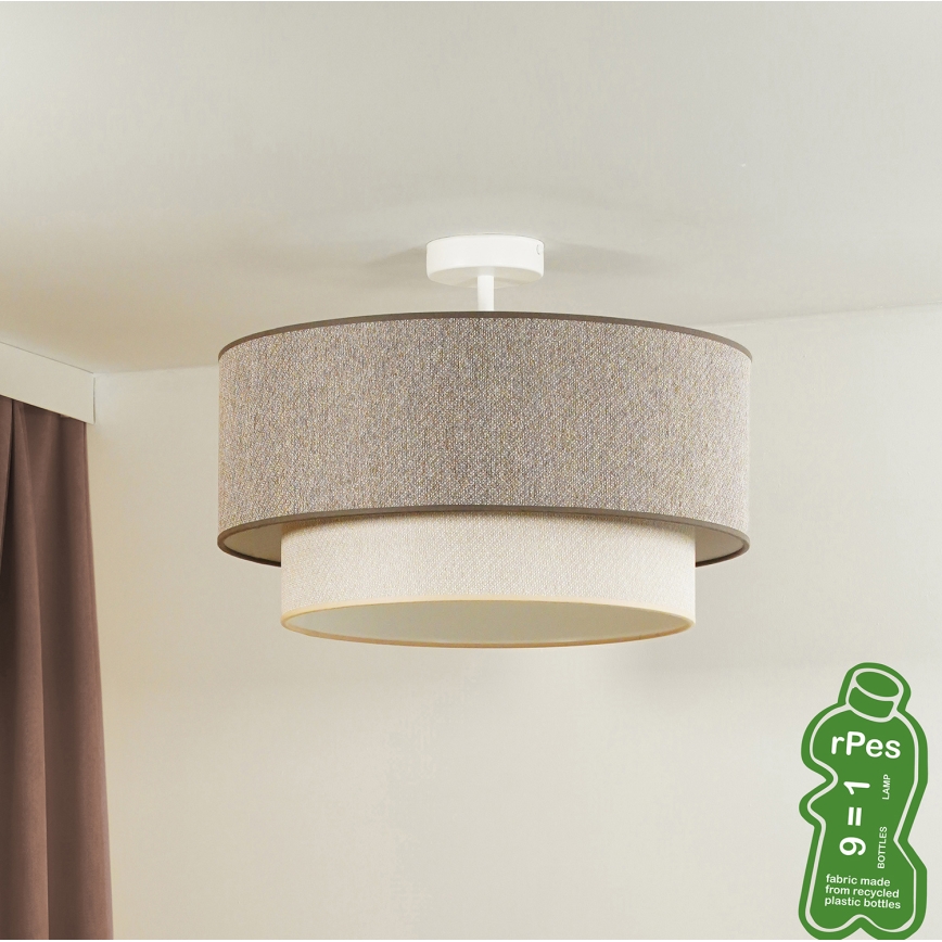 Duolla - Lámpara de techo BOHO ECO RECYCLING 1xE27/15W/230V diá. 45 cm marrón/color crema