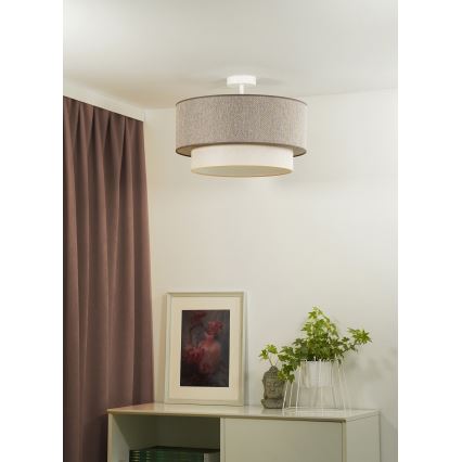 Duolla - Lámpara de techo BOHO ECO RECYCLING 1xE27/15W/230V diá. 45 cm marrón/color crema