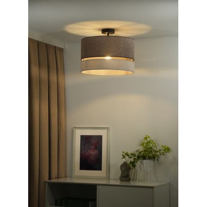 Duolla - Lámpara de techo DOUBLE 1xE27/15W/230V diá. 40 cm marrón/gris