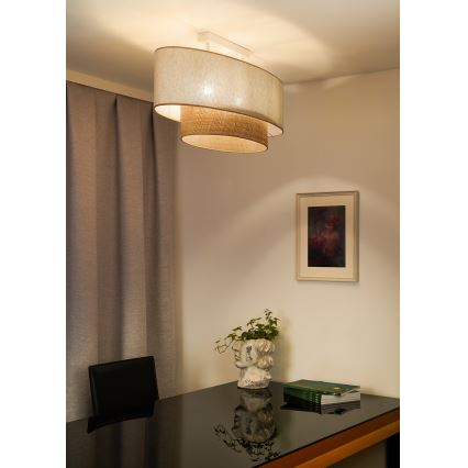 Duolla - Lámpara de techo DOUBLE OVAL NATURE 2xE27/15W/230V color crema/beige