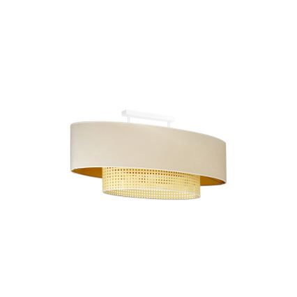 Duolla - Lámpara de techo DOUBLE OVAL RATTAN 2xE27/15W/230V color crema/ratán