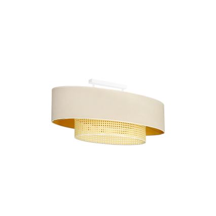 Duolla - Lámpara de techo DOUBLE OVAL RATTAN 2xE27/15W/230V color crema/ratán