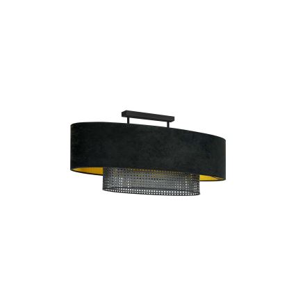 Duolla - Lámpara de techo DOUBLE OVAL RATTAN 2xE27/15W/230V negro/ratán