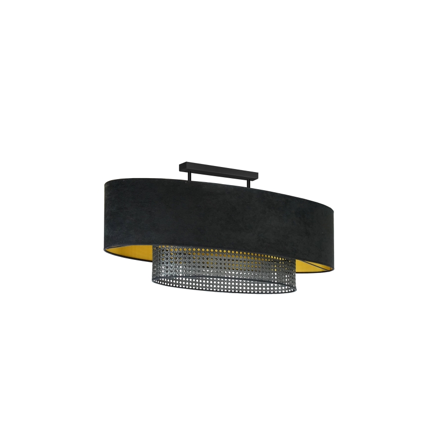 Duolla - Lámpara de techo DOUBLE OVAL RATTAN 2xE27/15W/230V negro/ratán