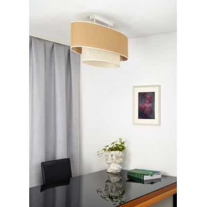 Duolla - Lámpara de techo DOUBLE OVAL YUTE 2xE27/15W/230V marrón/color crema