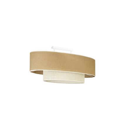 Duolla - Lámpara de techo DOUBLE OVAL YUTE 2xE27/15W/230V marrón/color crema