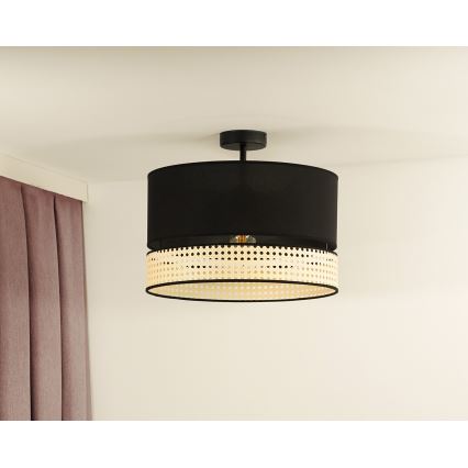 Duolla - Lámpara de techo DOUBLE RATTAN 1xE27/15W/230V diá. 40 cm negro/beige