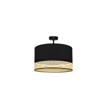 Duolla - Lámpara de techo DOUBLE RATTAN 1xE27/15W/230V diá. 40 cm negro/beige