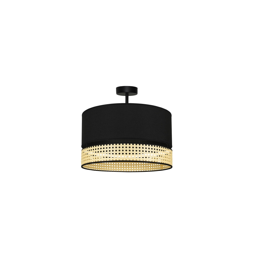 Duolla - Lámpara de techo DOUBLE RATTAN 1xE27/15W/230V diá. 40 cm negro/beige