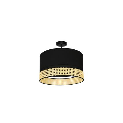 Duolla - Lámpara de techo DOUBLE RATTAN 1xE27/15W/230V diá. 40 cm negro/beige