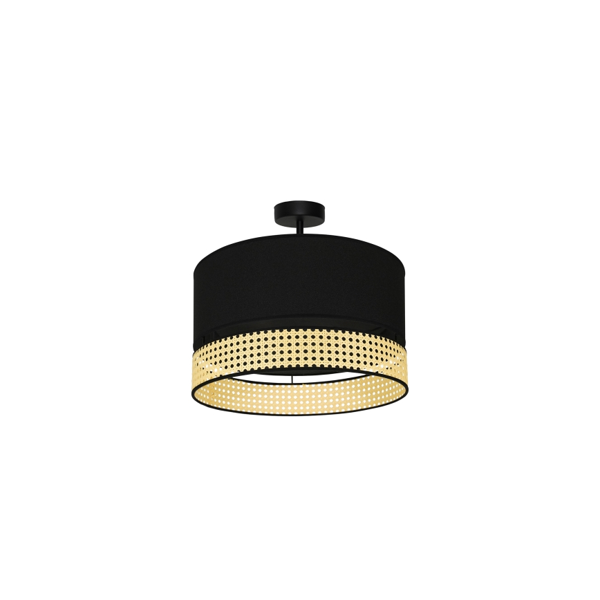 Duolla - Lámpara de techo DOUBLE RATTAN 1xE27/15W/230V diá. 40 cm negro/beige