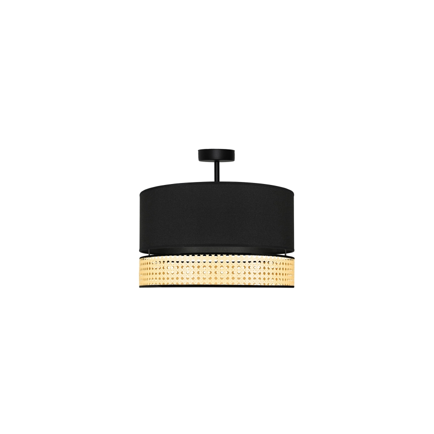 Duolla - Lámpara de techo DOUBLE RATTAN 1xE27/15W/230V diá. 40 cm negro/beige