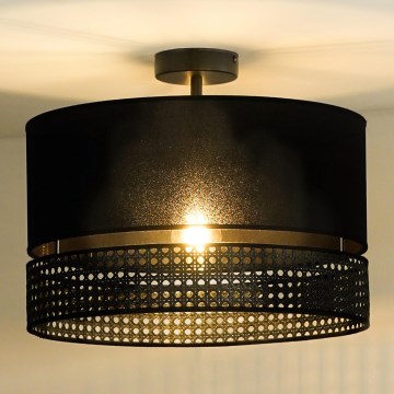 Duolla - Lámpara de techo DOUBLE RATTAN 1xE27/15W/230V diá. 40 cm negro