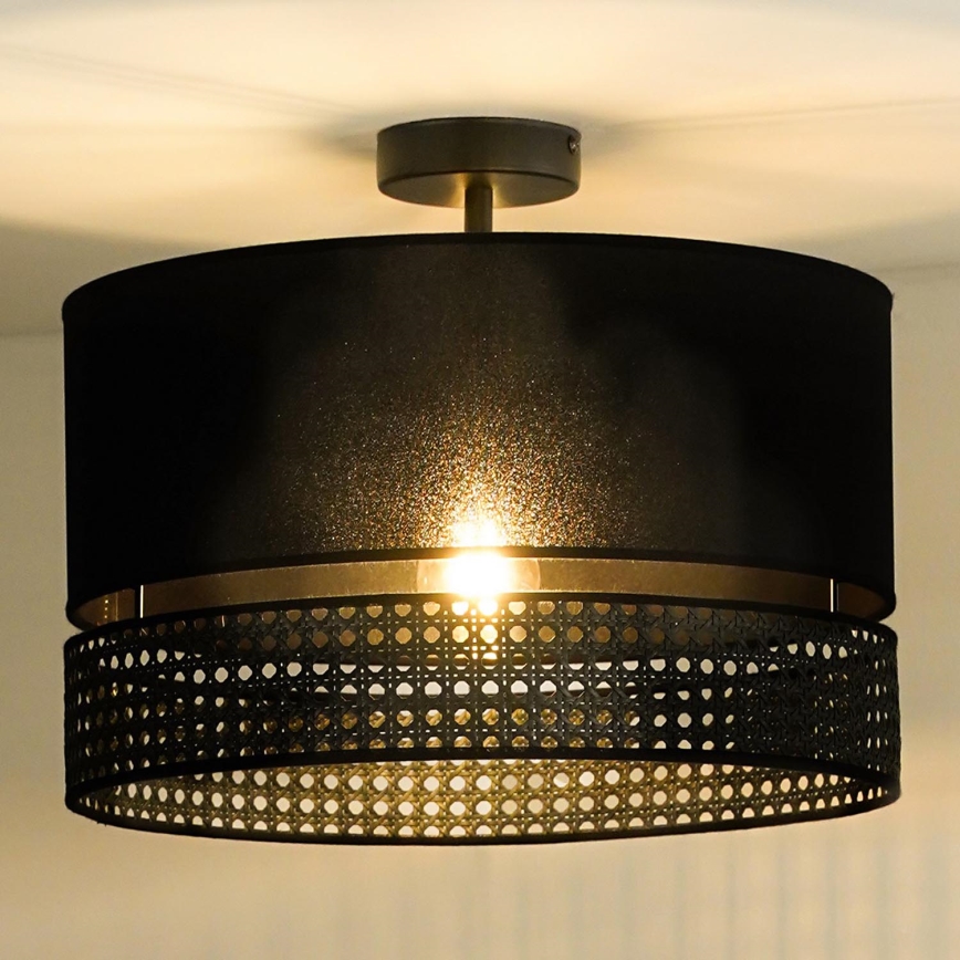 Duolla - Lámpara de techo DOUBLE RATTAN 1xE27/15W/230V diá. 40 cm negro