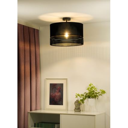 Duolla - Lámpara de techo DOUBLE RATTAN 1xE27/15W/230V diá. 40 cm negro
