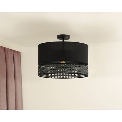 Duolla - Lámpara de techo DOUBLE RATTAN 1xE27/15W/230V diá. 40 cm negro