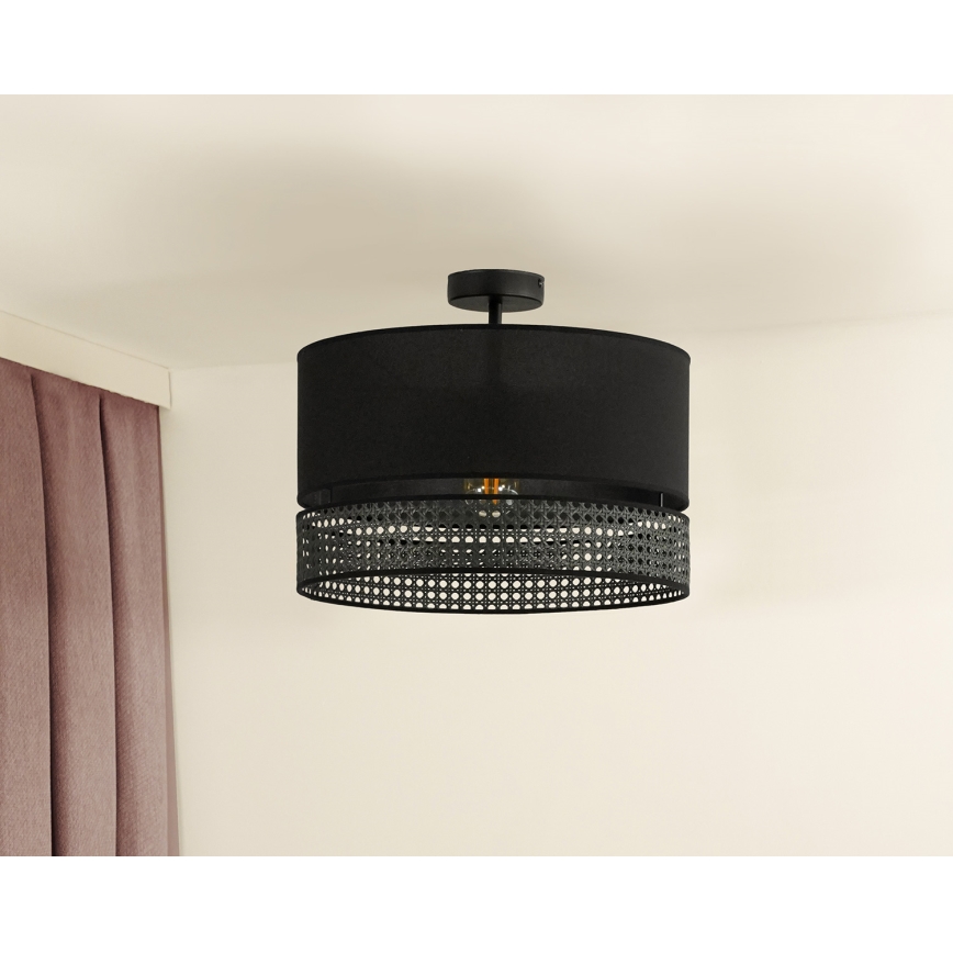 Duolla - Lámpara de techo DOUBLE RATTAN 1xE27/15W/230V diá. 40 cm negro
