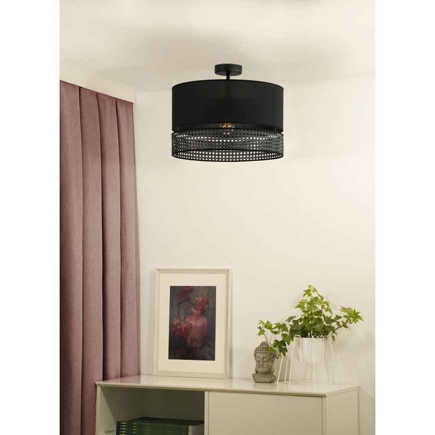 Duolla - Lámpara de techo DOUBLE RATTAN 1xE27/15W/230V diá. 40 cm negro