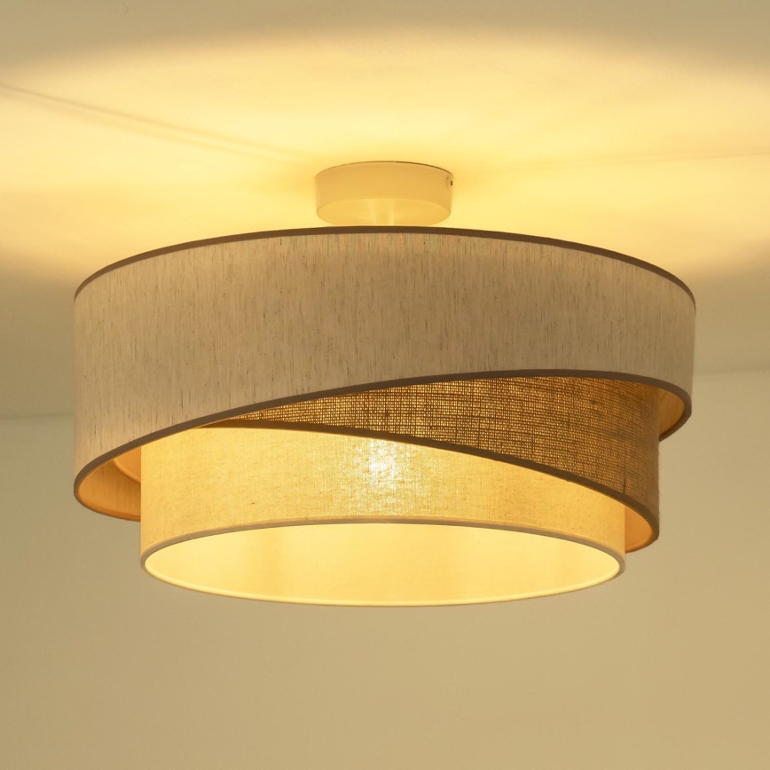 Duolla - Lámpara de techo KOBO 1xE27/15W/230V diá. 45 cm beige/marrón/blanco